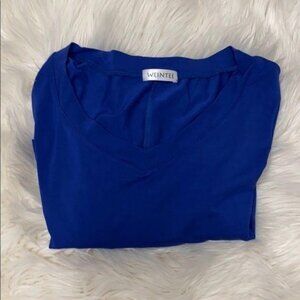 Basic V-Neck Blue Sleeveless Dress